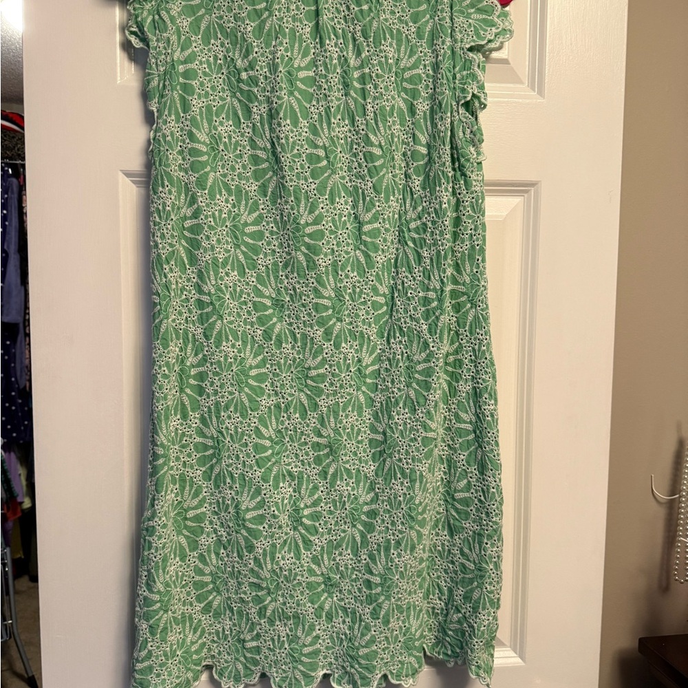 LOFT Teal Embroidered Dress